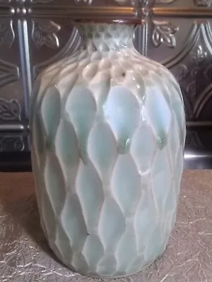 Buy Handmade Ceramic Pottery Vase Unique Latticework Design Celadon Green Drip Glaze • 15.34£