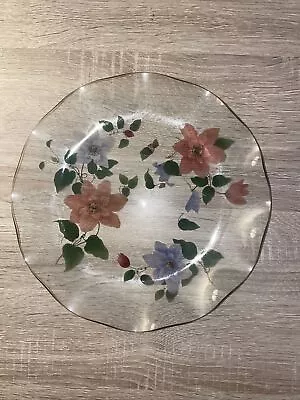 Buy Vintage Pilkington Chance Glass Round Serving Plate Floral • 6.99£