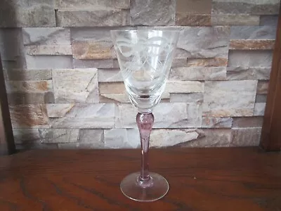 Buy Set Of Vintage Royal Brierley Lead Cut Crystal Purple Stem Wine Glasses - Four • 30£