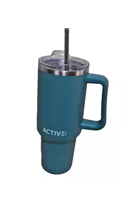 Buy Travel Adventure Mug 1.2L With Metal Straw, Lid & Handle | Blue | Tesco Active • 10£