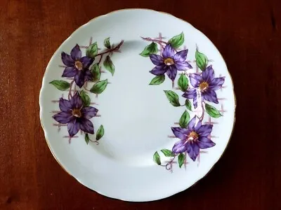Buy Tuscan Bone China Plate Printed & Hand Painted For Birks England Purple Flowers • 23.68£