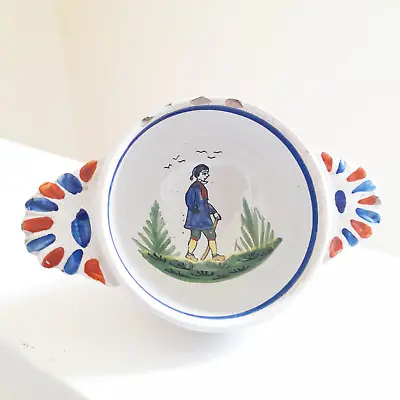 Buy 18th Century Antique Rouen Small Bowl - Quimper Faience - Hand Painted Primitive • 35£