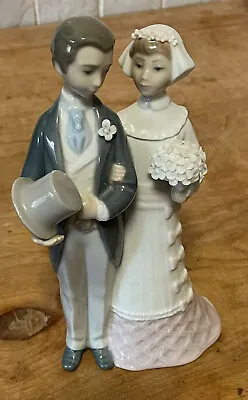 Buy Lladro Bride & Groom Wedding Couple Cake Topper 4808 Porcelain Figurine • 16.55£