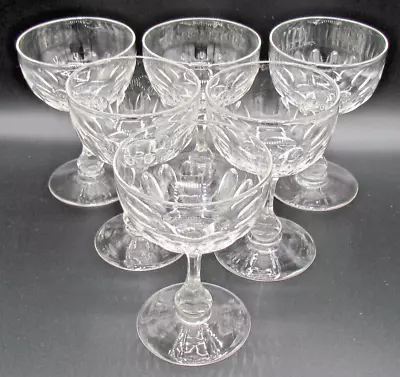 Buy Six English Victorian Champagne Glasses / Saucers Cut Thumbprints (10510) • 116.55£