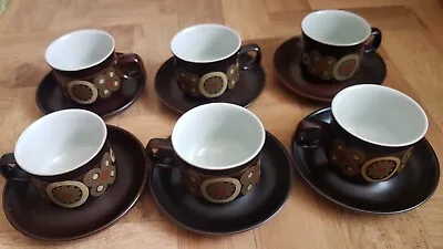 Buy 6x Vintage Denby Arabesque  Tea Cups And Saucers. • 14.99£