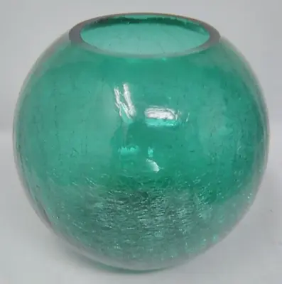 Buy Vintage Rainbow Green Crackle Glass Bubble Bowl Rose Vase Art Glass 6  X 5  • 28.77£