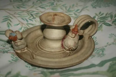 Buy Cute Stapleton House Studio Pottery Candlestick With Two Mice Backstamped • 7£
