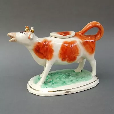 Buy 19thC Staffordshire Cow Creamer ~ Antique Figural Cream Jug • 80£