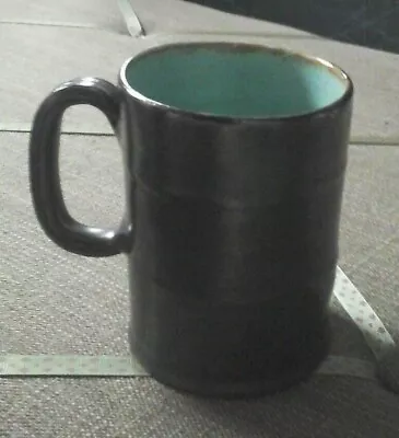 Buy Vintage Dicker Ware Stdio Pottery Mug  , Black Luster Glaze, Green Interior • 26£