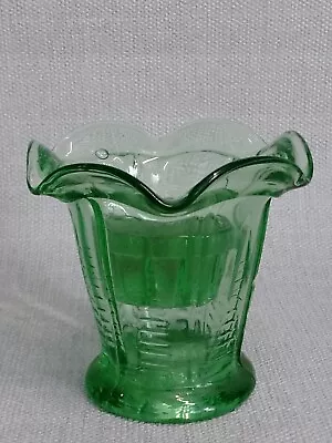 Buy Art Deco Green Glass Posy Vase By Davidson With Frog UK Only  • 9£