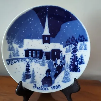 Buy Vintage Porsgrund Norway Limited Edition Blue White Annual Christmas Plate 1968 • 9.99£