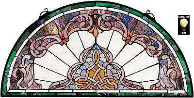 Buy Katlot Lady Astor Demi-Lune Stained Glass Window Hanging Panel, Amethyst Moon • 367.01£