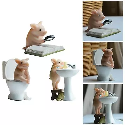Buy Creative Miniature Pig Figurine Sculpture Home Decoration Fairy Garden Ornament • 10.04£
