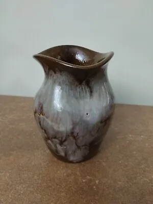 Buy Vintage, Ewenny Welsh Studio Pottery, Brown & Green 'Pinched' Vase, 12.5cm Tall • 8.95£