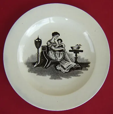 Buy Fell Newcastle Pearlware Childs Plate Mother & Child C1840 • 25£