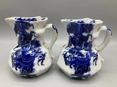 Buy Pair Of Antique Mason's Patent Ironstone China Flo Blue Dragon & Pearl Pitchers • 150£