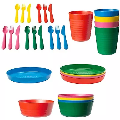 Buy  Kids Plastic Bowls Cups Plates Cutlery Set Individual Colours Children Toddler • 7.49£