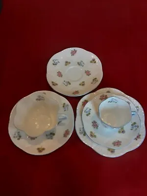 Buy Shelley Rose Pansy Forget Me Not Coffee Cup Trio  & Tea Cup 2 Saucers, 6 Pieces • 12£