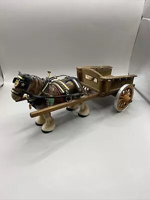 Buy Ceramic  Horse And Wooden Cart The Brown -Mellā Ware - Vintage -x- • 59£