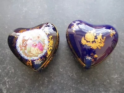 Buy Pair Of French Limoges Heart Shaped Trinket Dishes / Box • 15£
