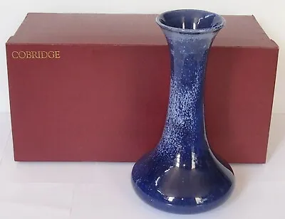 Buy Boxed 1990s Large  Chunky 12.5  Moorcroft Cobridge Blue Vase Sign Stoneware • 135£