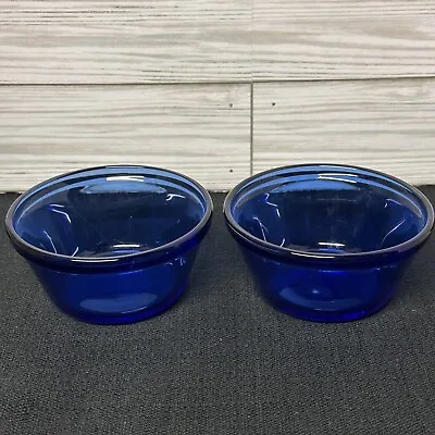 Buy Lot Of 2 Anchor Hocking Custard Cup Cobalt Blue 6 Oz 1034  Great Pre-owned Cond • 10.42£