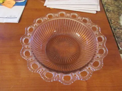 Buy Vintage  9 1/2  Pink Old Colony Depression Glass Laced Edge • 9.56£