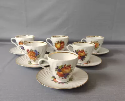 Buy Vtg Old Nuremberg Bavaria Germany Fruit Pattern 6 Oz Tea Cups & Saucers - Set 6 • 47.98£