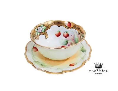 Buy Antique Limoges France Hand Painted Jean Pouyat Gilt Porcelain Custard Ramekin • 150.18£
