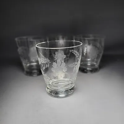 Buy 4x Antique Vintage Crystal Etched Cut Tumbler Water Whiskey Bar Glasses  150ml • 26.90£
