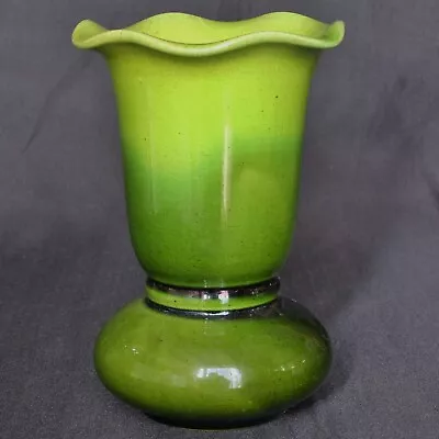 Buy Bretby Art Pottery Green Glazed Ceramic Flared Rim Vase 1187B, C.1890's • 11.50£