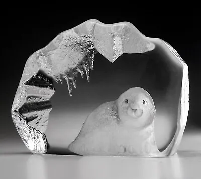 Buy Mats Jonasson Kosta, Seal Pup On Ice, Sculptured Lead Glass Paperweight 686g • 26.60£