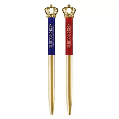 Buy 2X King Charles III Coronation Crown Ballpoint Pens Commemorative Gifts • 7.99£