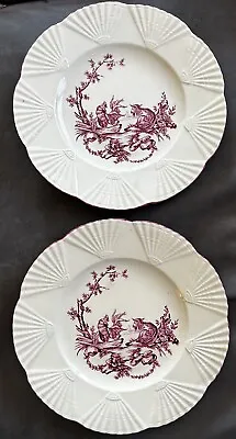 Buy 1800s Wedgwood Creamware 9” Dinner Plates   Mennecy  Rooster & Goat • 32.22£