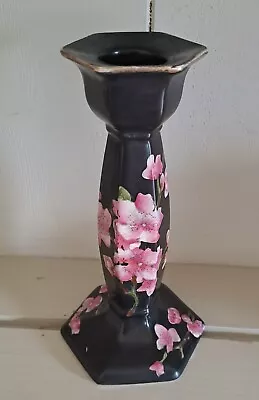 Buy Candlestick W&R Stoke On Trent Carlton Ware Black Peach Blossom Design Antique • 15£