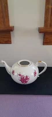 Buy HEREND Hungary Chinese Bouquet Raspberry Porcelain Teapot **NO LID** • 56.92£