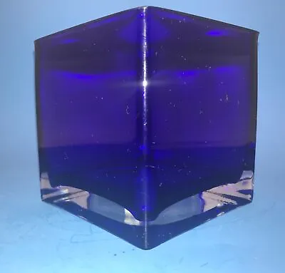 Buy Colbalt Blue Crystal Cube Vase  4 1/4” X4” X 4” CYS EXCEL Glassware Hand Blown • 36.05£