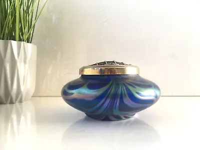 Buy Iridescent Okra Nebula Swirl Studio Glass Posy Vase Bowl Frog Richard Golding • 137£