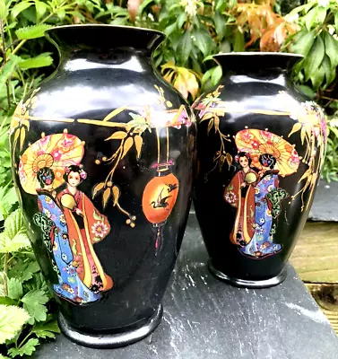 Buy Vintage 20s 30s Rubian Art Pottery Vases Grimwades Geisha Oriental Chinoiserie • 50£