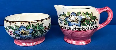 Buy Maling Vintage Matching Set Milk Jug & Sugar Bowl 6598 Azalea In Rose Pink • 34.95£
