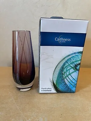 Buy Vintage  Caithness Purple Crystal Glass Spinningdale Flower Bud Vase 6  With Box • 7.99£