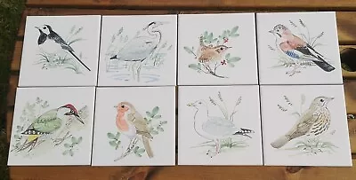 Buy Vintage Rye Pottery Hand Painted Eight Bird Tiles • 80£