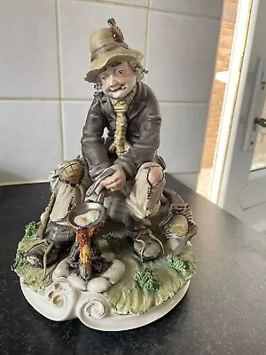 Buy VINTAGE CAPODIMONTE FIGURINE DEPICTING A TRAMP Frying Eggs Signed By Artist • 50£