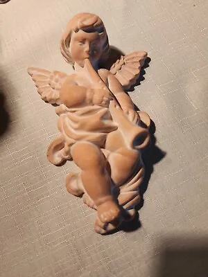 Buy Vintage Wall Hanging Pottery Cherub  Angel With Horn • 10.38£