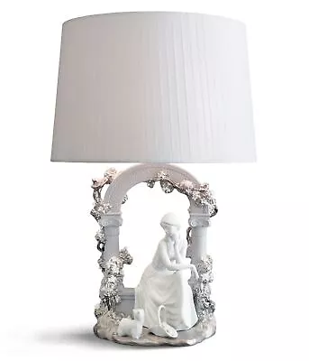 Buy Lladro TRANQUILITY - LAMP (CE) Table 01023144 Girl Garden Flowers Silver Luster • 1,424.84£