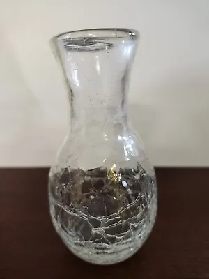 Buy Vintage Antique Blenko Blown Glass Mini Vase In Crystal Crackle 1954 1950s • 123.24£