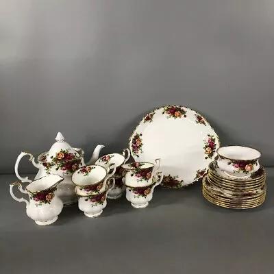 Buy Royal Albert Old Country Roses Tea Set X22 Teapot Milk Jug Sugar Bowl Plates -CP • 29.99£