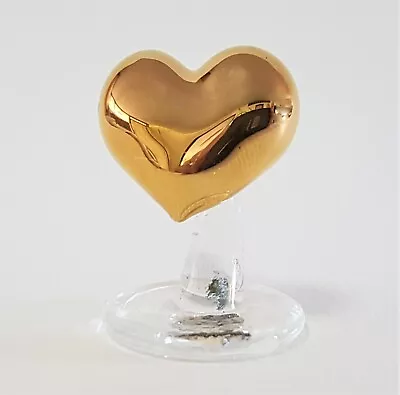 Buy Curio Display Gold Glass LOVE HEART Painted Glass Ornament Romantic Figurine • 5.15£