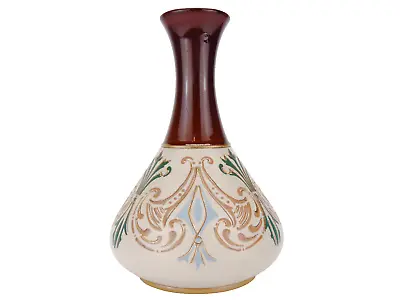 Buy Antique Lovatts Langley Mill Pottery Vase Textured Hand Painted Body C1920 21cm • 49.99£