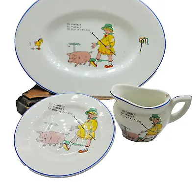 Buy Antique Nursery Ware Porcelain Plate Set Of Three Pieces  1920. • 80£